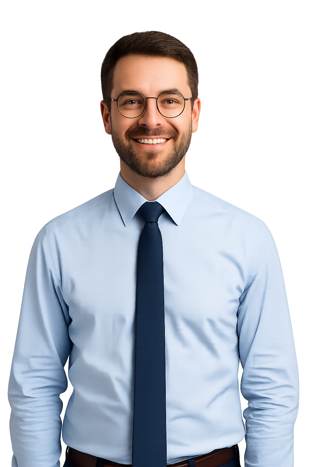 An image of a smiling male office worker.