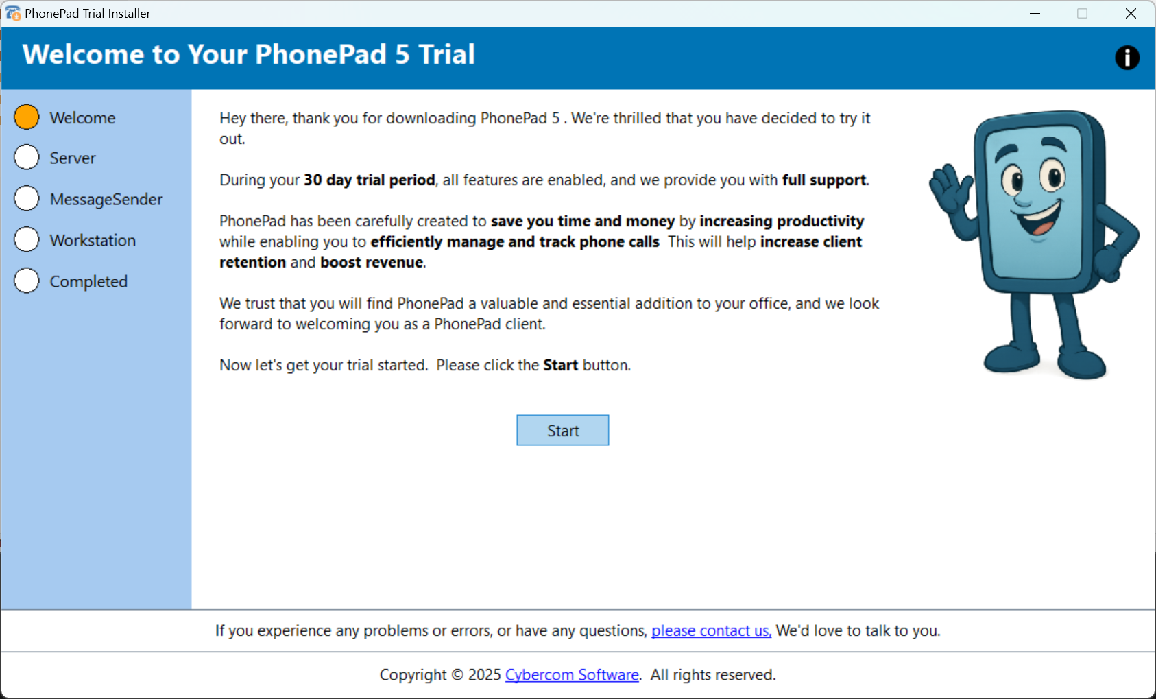 A screenshot of the PhonePad Installer.